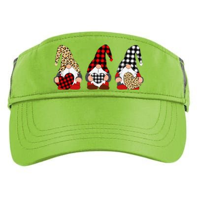 Three Gnomes Holding Leopard Heart & Plaid Valentine's Day Adult Drive Performance Visor