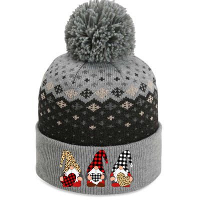 Three Gnomes Holding Leopard Heart & Plaid Valentine's Day The Baniff Cuffed Pom Beanie