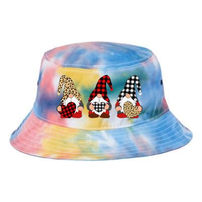 Three Gnomes Holding Leopard Heart & Plaid Valentine's Day Tie Dye Newport Bucket Hat