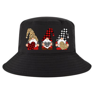 Three Gnomes Holding Leopard Heart & Plaid Valentine's Day Cool Comfort Performance Bucket Hat