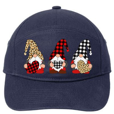 Three Gnomes Holding Leopard Heart & Plaid Valentine's Day 7-Panel Snapback Hat