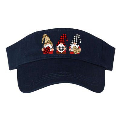 Three Gnomes Holding Leopard Heart & Plaid Valentine's Day Valucap Bio-Washed Visor