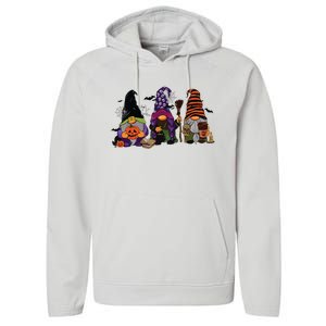 Three Gnomes Happy Halloween Fall Candy Corn Pumpkin Performance Fleece Hoodie