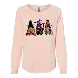 Three Gnomes Happy Halloween Fall Candy Corn Pumpkin Womens California Wash Sweatshirt