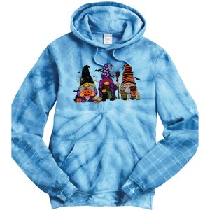 Three Gnomes Happy Halloween Fall Candy Corn Pumpkin Tie Dye Hoodie