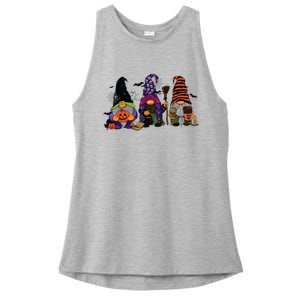 Three Gnomes Happy Halloween Fall Candy Corn Pumpkin Ladies PosiCharge Tri-Blend Wicking Tank