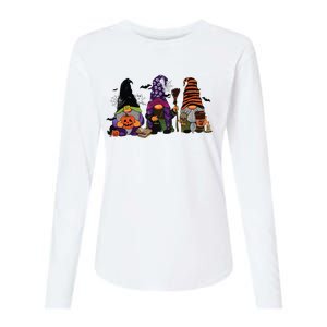 Three Gnomes Happy Halloween Fall Candy Corn Pumpkin Womens Cotton Relaxed Long Sleeve T-Shirt