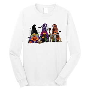 Three Gnomes Happy Halloween Fall Candy Corn Pumpkin Long Sleeve Shirt