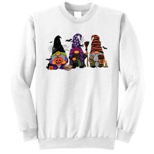 Three Gnomes Happy Halloween Fall Candy Corn Pumpkin Sweatshirt