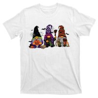 Three Gnomes Happy Halloween Fall Candy Corn Pumpkin T-Shirt