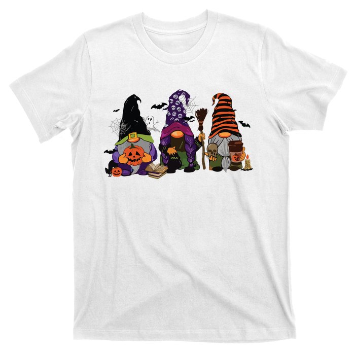 Three Gnomes Happy Halloween Fall Candy Corn Pumpkin T-Shirt