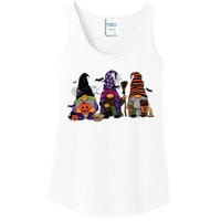 Three Gnomes Happy Halloween Fall Candy Corn Pumpkin Ladies Essential Tank