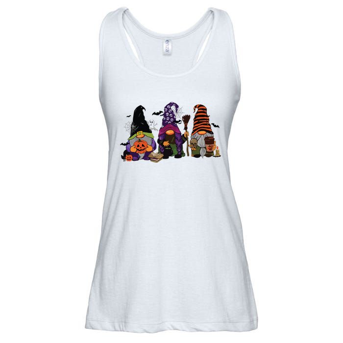 Three Gnomes Happy Halloween Fall Candy Corn Pumpkin Ladies Essential Flowy Tank