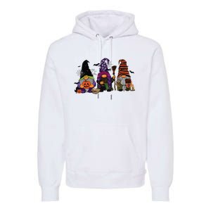 Three Gnomes Happy Halloween Fall Candy Corn Pumpkin Premium Hoodie