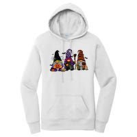 Three Gnomes Happy Halloween Fall Candy Corn Pumpkin Women's Pullover Hoodie