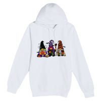 Three Gnomes Happy Halloween Fall Candy Corn Pumpkin Premium Pullover Hoodie