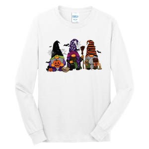 Three Gnomes Happy Halloween Fall Candy Corn Pumpkin Tall Long Sleeve T-Shirt