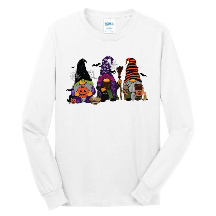 Three Gnomes Happy Halloween Fall Candy Corn Pumpkin Tall Long Sleeve T-Shirt