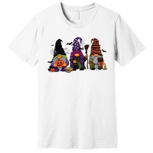 Three Gnomes Happy Halloween Fall Candy Corn Pumpkin Premium T-Shirt