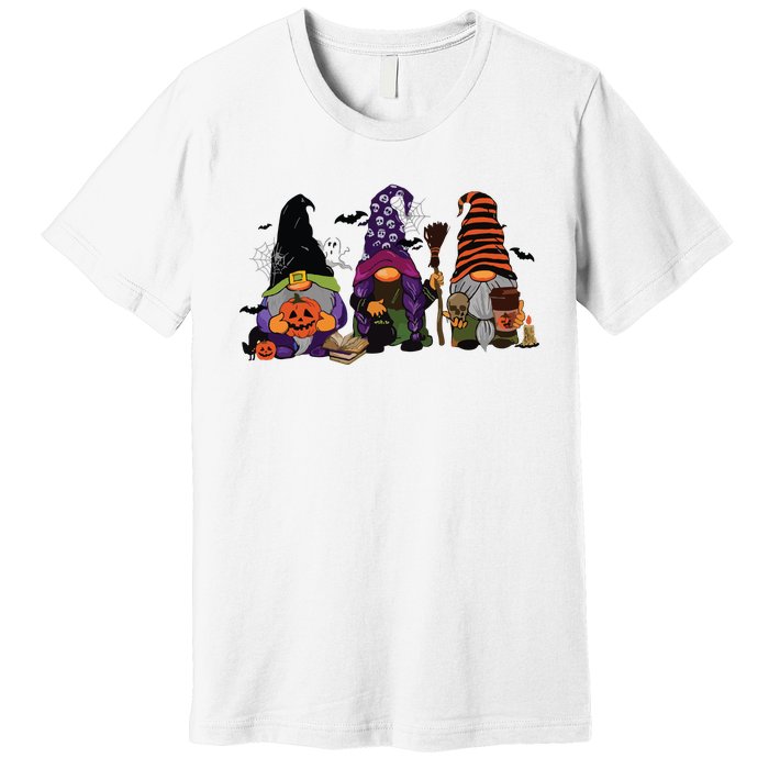 Three Gnomes Happy Halloween Fall Candy Corn Pumpkin Premium T-Shirt