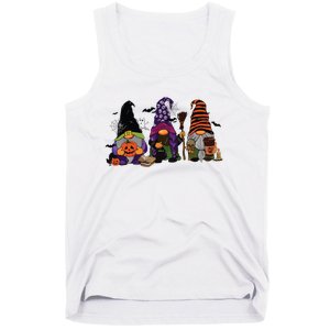 Three Gnomes Happy Halloween Fall Candy Corn Pumpkin Tank Top