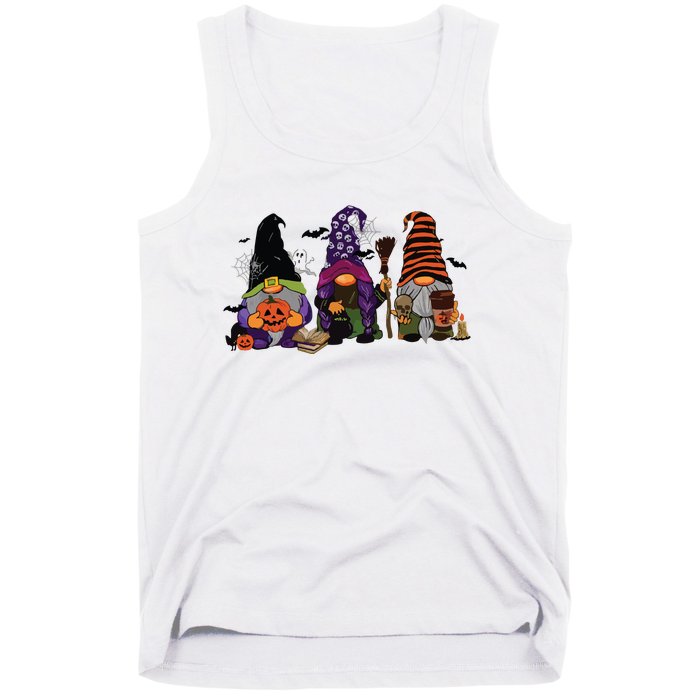 Three Gnomes Happy Halloween Fall Candy Corn Pumpkin Tank Top