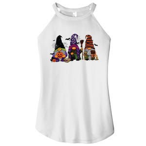 Three Gnomes Happy Halloween Fall Candy Corn Pumpkin Women's Perfect Tri Rocker Tank