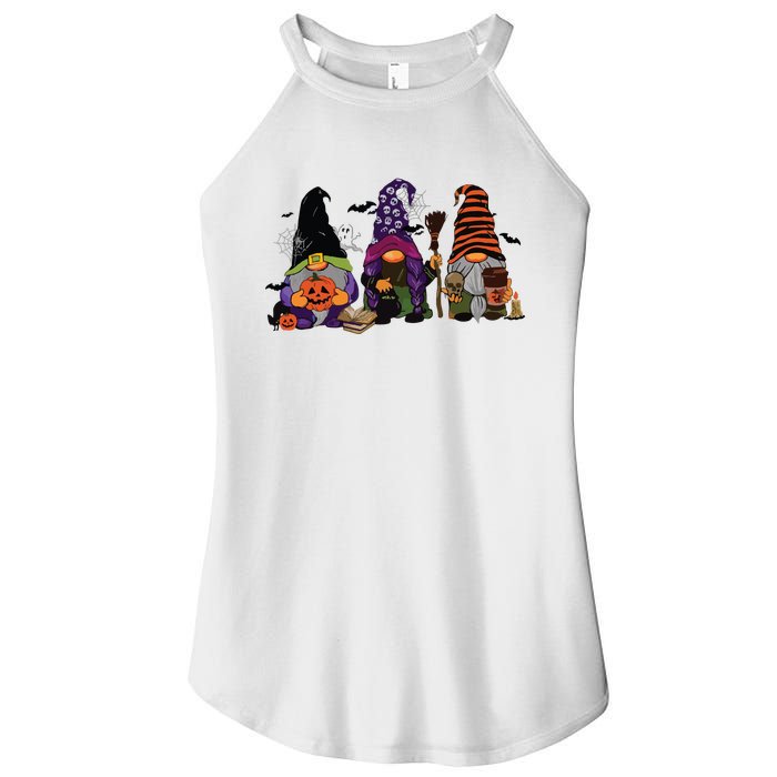 Three Gnomes Happy Halloween Fall Candy Corn Pumpkin Women's Perfect Tri Rocker Tank