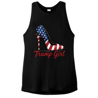 Trump Girl High Heel Stilettos American Flag Trump 2024 Ladies PosiCharge Tri-Blend Wicking Tank