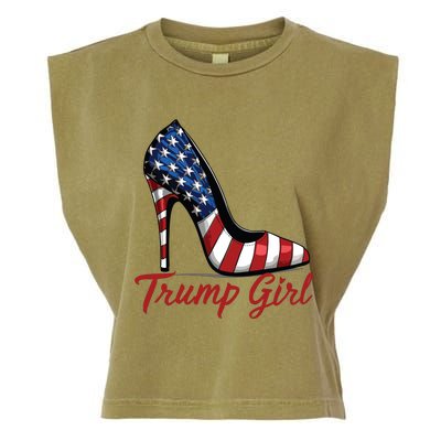 Trump Girl High Heel Stilettos American Flag Trump 2024 Garment-Dyed Women's Muscle Tee