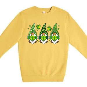 Three Gnomes Happy St Patrick's Day Premium Crewneck Sweatshirt