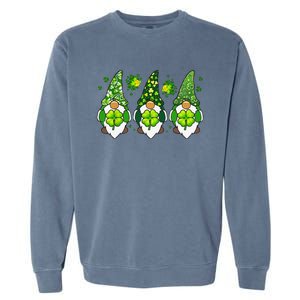 Three Gnomes Happy St Patrick's Day Garment-Dyed Sweatshirt