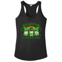 Three Gnomes Holding Shamrock Green Rainbow St Patrick's Day Ladies PosiCharge Competitor Racerback Tank