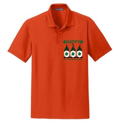 Three Gnomes Holding Shamrock Leopard Plaid St Patrick's Day Dry Zone Grid Polo