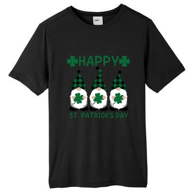 Three Gnomes Holding Shamrock Leopard Plaid St Patrick's Day Tall Fusion ChromaSoft Performance T-Shirt