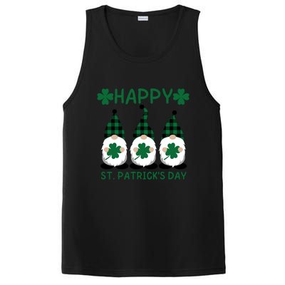 Three Gnomes Holding Shamrock Leopard Plaid St Patrick's Day PosiCharge Competitor Tank