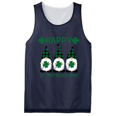 Three Gnomes Holding Shamrock Leopard Plaid St Patrick's Day Mesh Reversible Basketball Jersey Tank