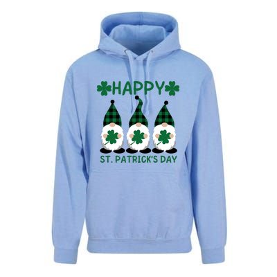 Three Gnomes Holding Shamrock Leopard Plaid St Patrick's Day Unisex Surf Hoodie