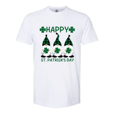 Three Gnomes Holding Shamrock Leopard Plaid St Patrick's Day Softstyle® CVC T-Shirt