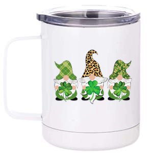 Three Gnomes Holding Shamrock Happy St Patrick's Day Gifts 12 oz Stainless Steel Tumbler Cup