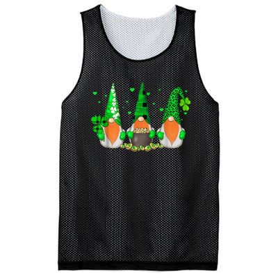 Three Gnomes Holding Shamrock Leopard Plaid St Patrick's Day Mesh Reversible Basketball Jersey Tank