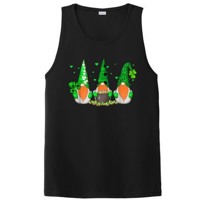 Three Gnomes Holding Shamrock Leopard Plaid St Patrick's Day PosiCharge Competitor Tank