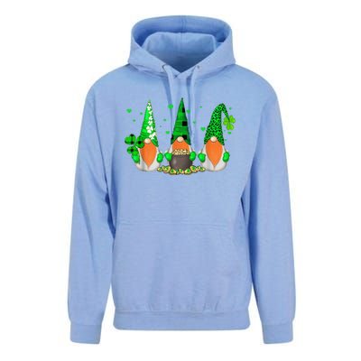 Three Gnomes Holding Shamrock Leopard Plaid St Patrick's Day Unisex Surf Hoodie