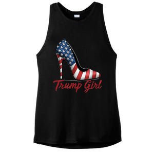 Trump Girl High Heel Stilettos American Flag Trump 2024 Ladies PosiCharge Tri-Blend Wicking Tank