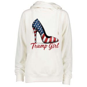 Trump Girl High Heel Stilettos American Flag Trump 2024 Womens Funnel Neck Pullover Hood