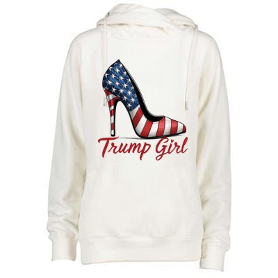 Trump Girl High Heel Stilettos American Flag Trump 2024 Womens Funnel Neck Pullover Hood