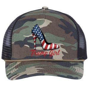 Trump Girl High Heel Stilettos American Flag Trump 2024 Retro Rope Trucker Hat Cap