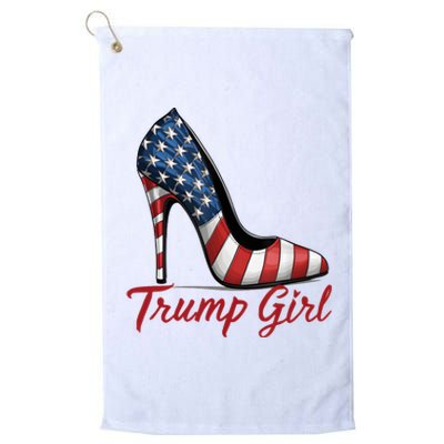 Trump Girl High Heel Stilettos American Flag Trump 2024 Platinum Collection Golf Towel