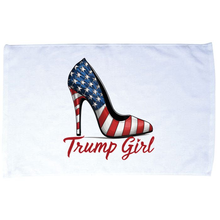 Trump Girl High Heel Stilettos American Flag Trump 2024 Microfiber Hand Towel