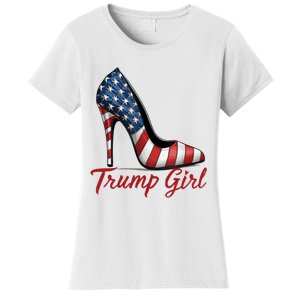 Trump Girl High Heel Stilettos American Flag Trump 2024 Women's T-Shirt